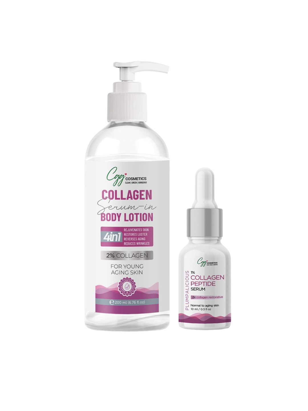 

CGG Cosmetics Combo Collagen Serum-In-Body Lotion 200 ml & 1% Collagen Peptide Serum 10 ml, Na