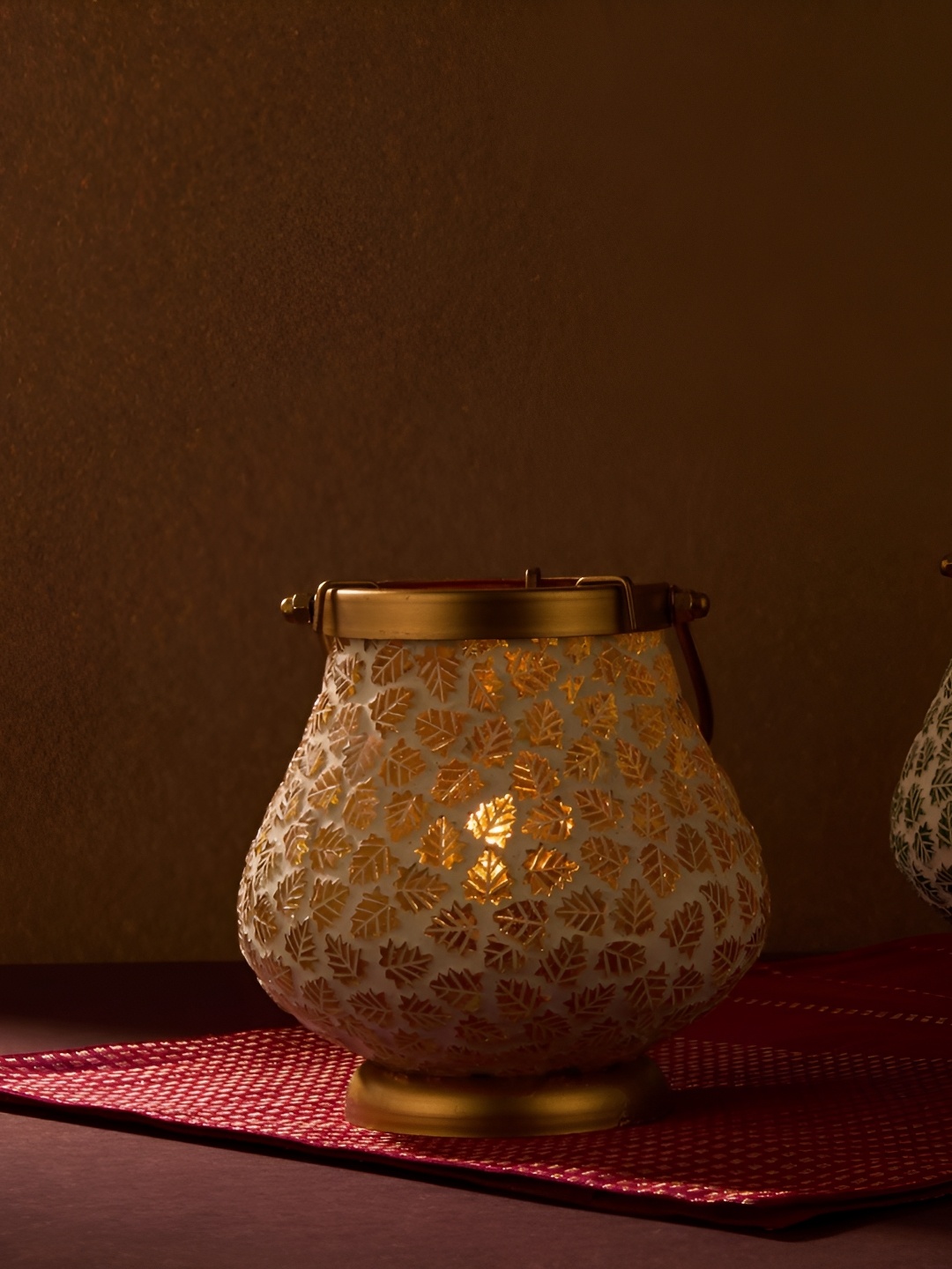 

Fabindia Blue & White Textured Glass Tea Light Candle Holder