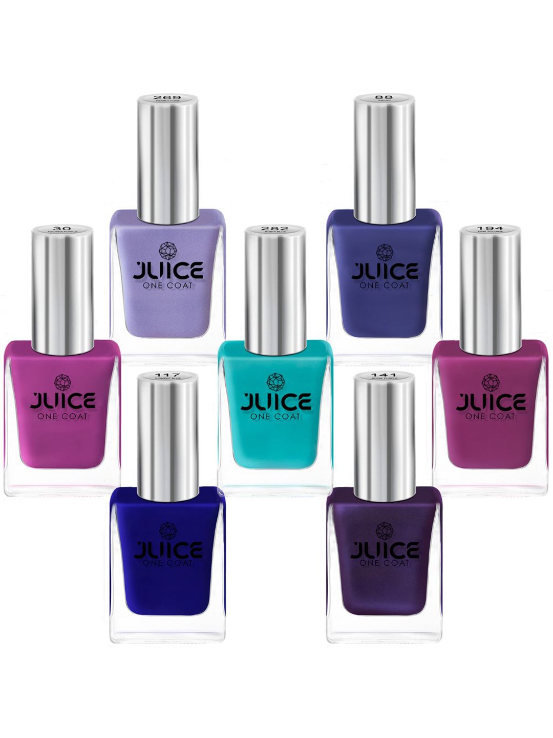 

JUICE Set Of 7 One Coat Long-Lasting Nail Polish - 11ml Each, Multi