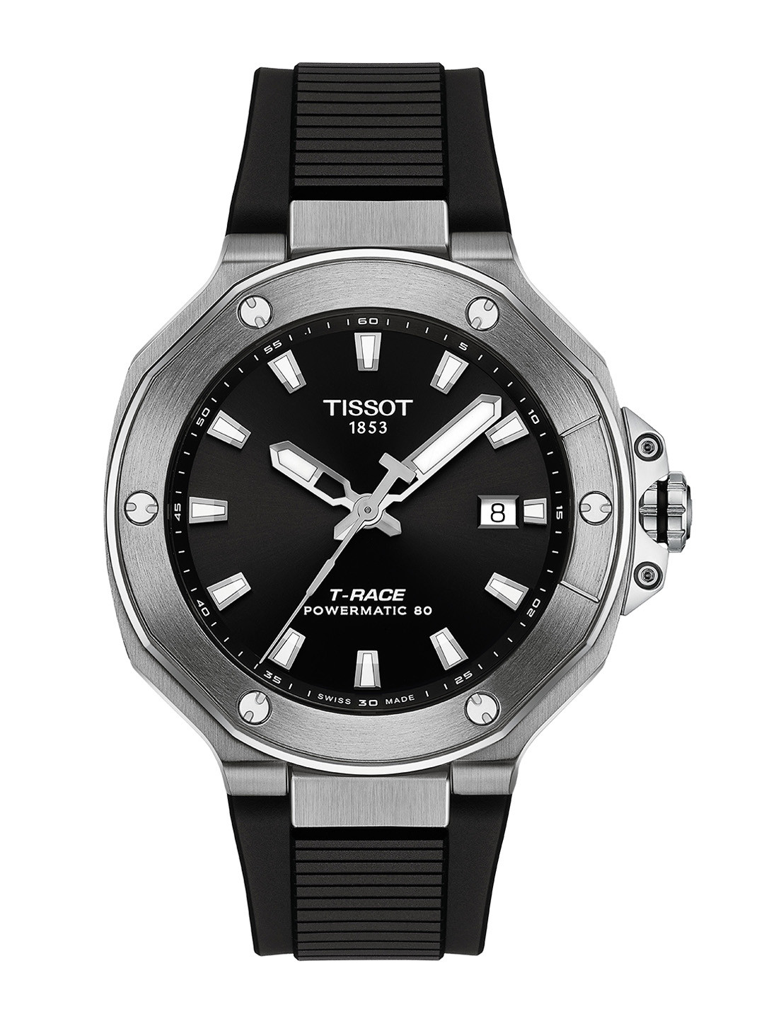 

TISSOT Men Embellished Dial & Textured Straps Analogue Automatic Motion Powered Watch T1418071705100, Black