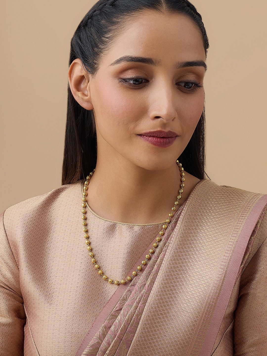 

Kushal's Fashion Jewellery 92.5 Pure Silver Gold-Plated Temple Necklace