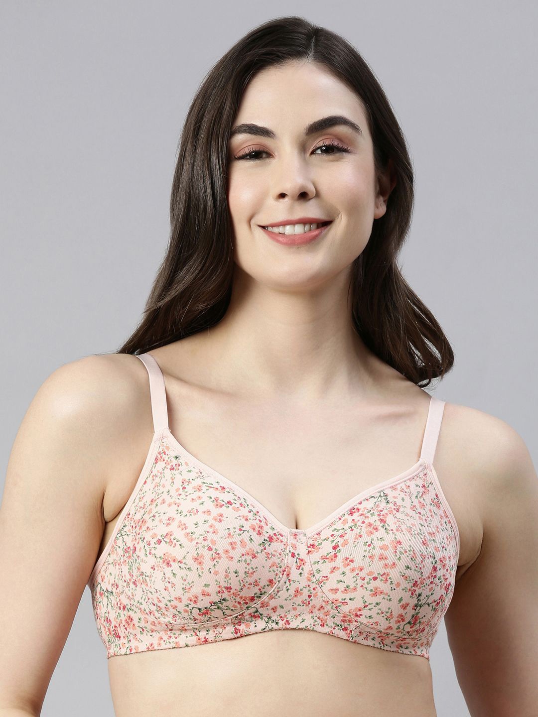 

Enamor Non Padded Wirefree High Coverage Stretch Cotton Everyday Bra A042, Pink