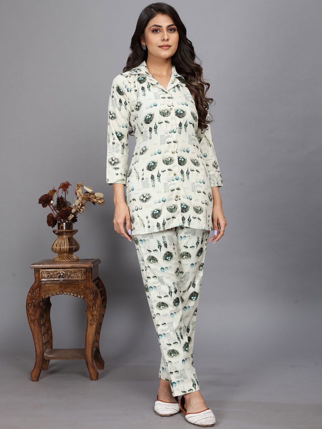 

TIKODI Printed Shirt & Trouser Co-Ords, Cream