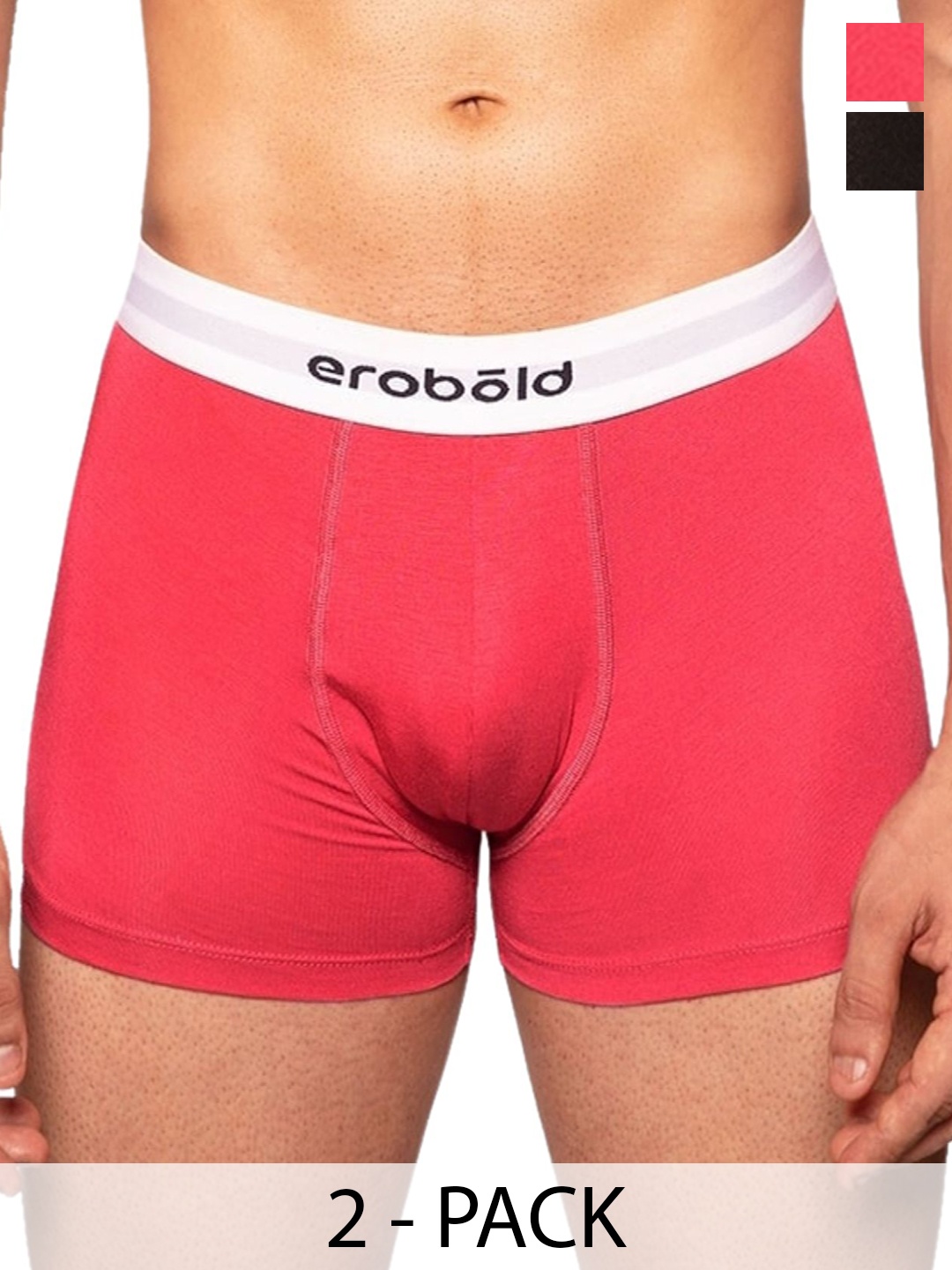 

EROBOLD Pack Of 2 Pure Cotton Trunks MTRC2-CL1BR1MX1, Black