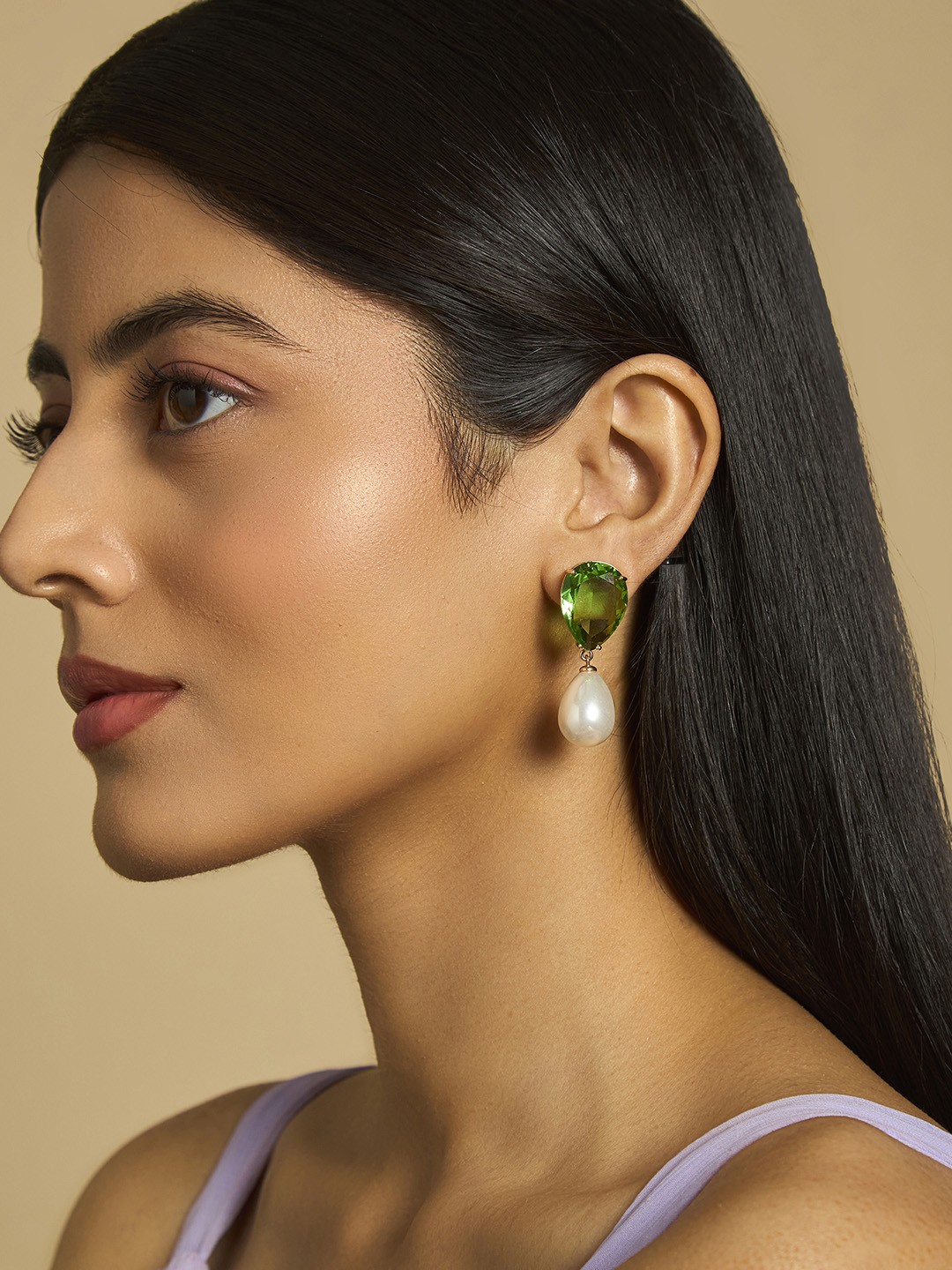 

Kushal's Fashion Jewellery Gold-Plated Cubic Zirconia-Studded Drop Earrings