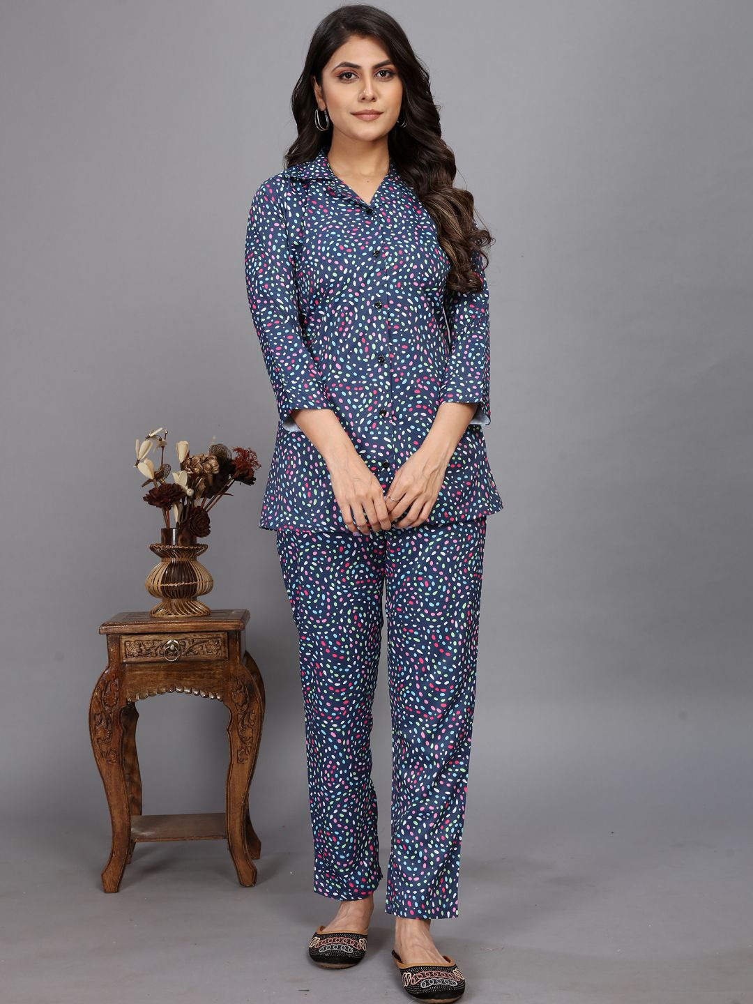 

TIKODI Printed Shirt With Trouser Co-Ords, Blue
