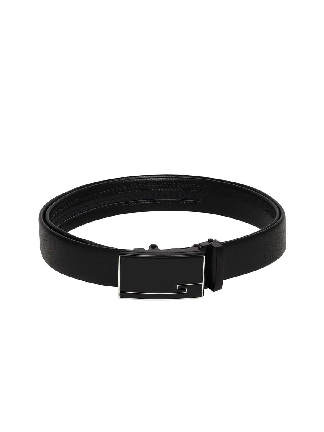 

WINSOME DEAL Men Textured Slider Buckle Closure Formal Belt, Black