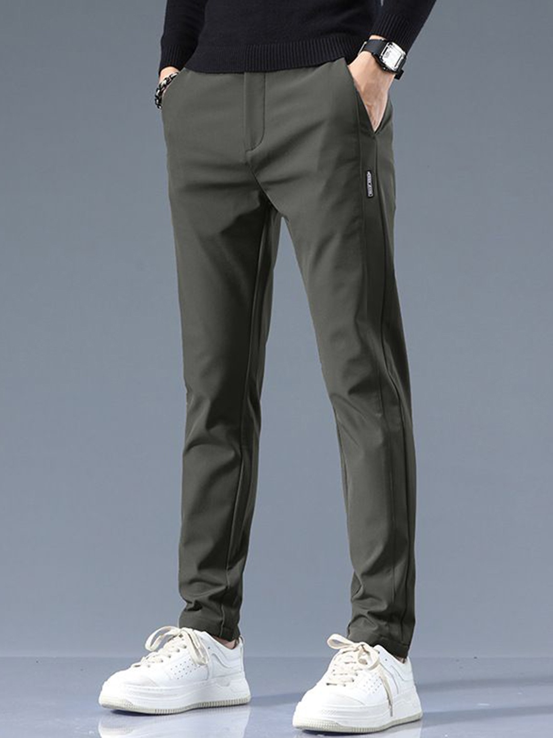 

StyleCast Men Slim Fit Chinos Trousers, Charcoal
