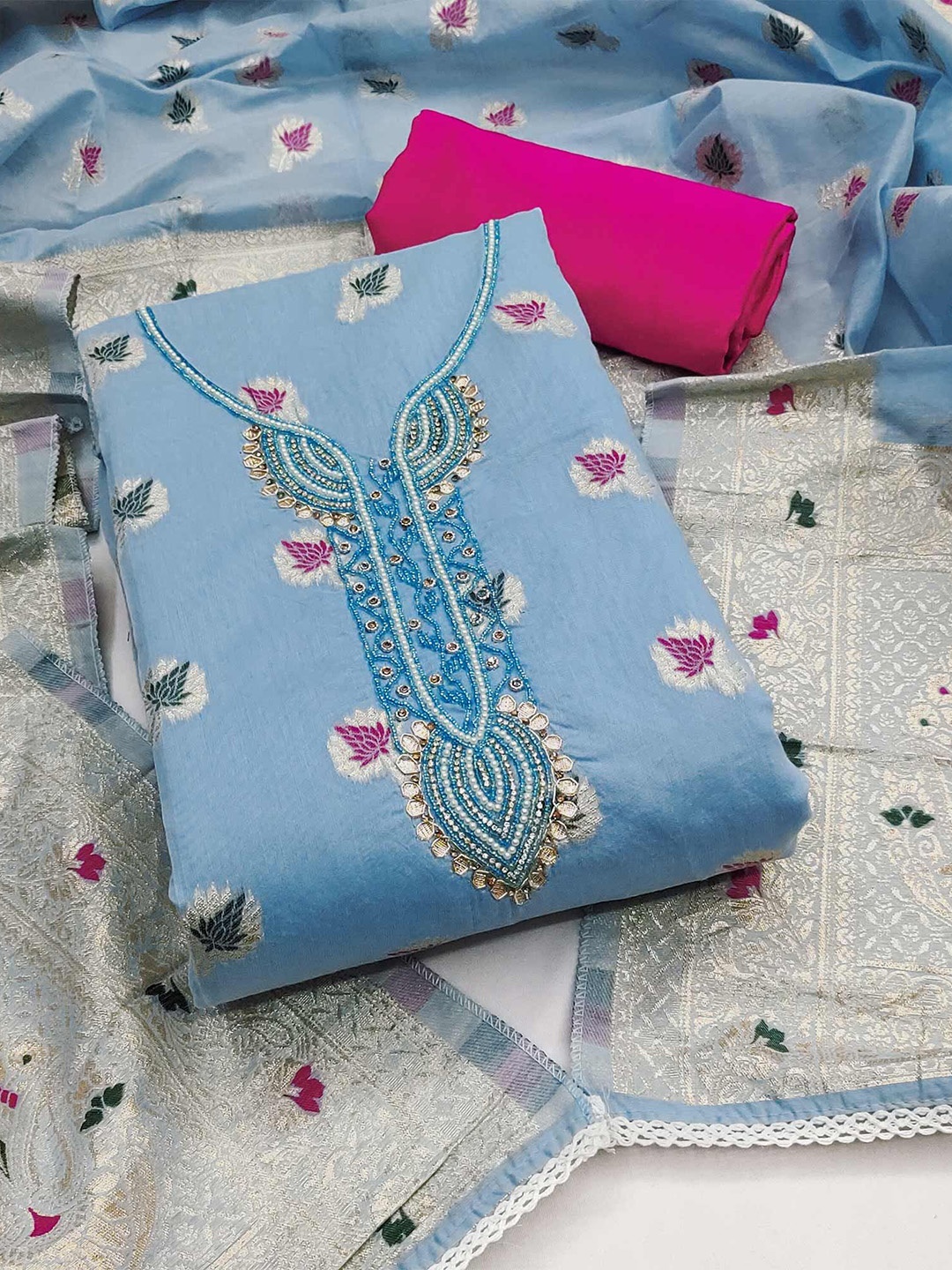 

Peachmode Unstitched Dress Material, Blue