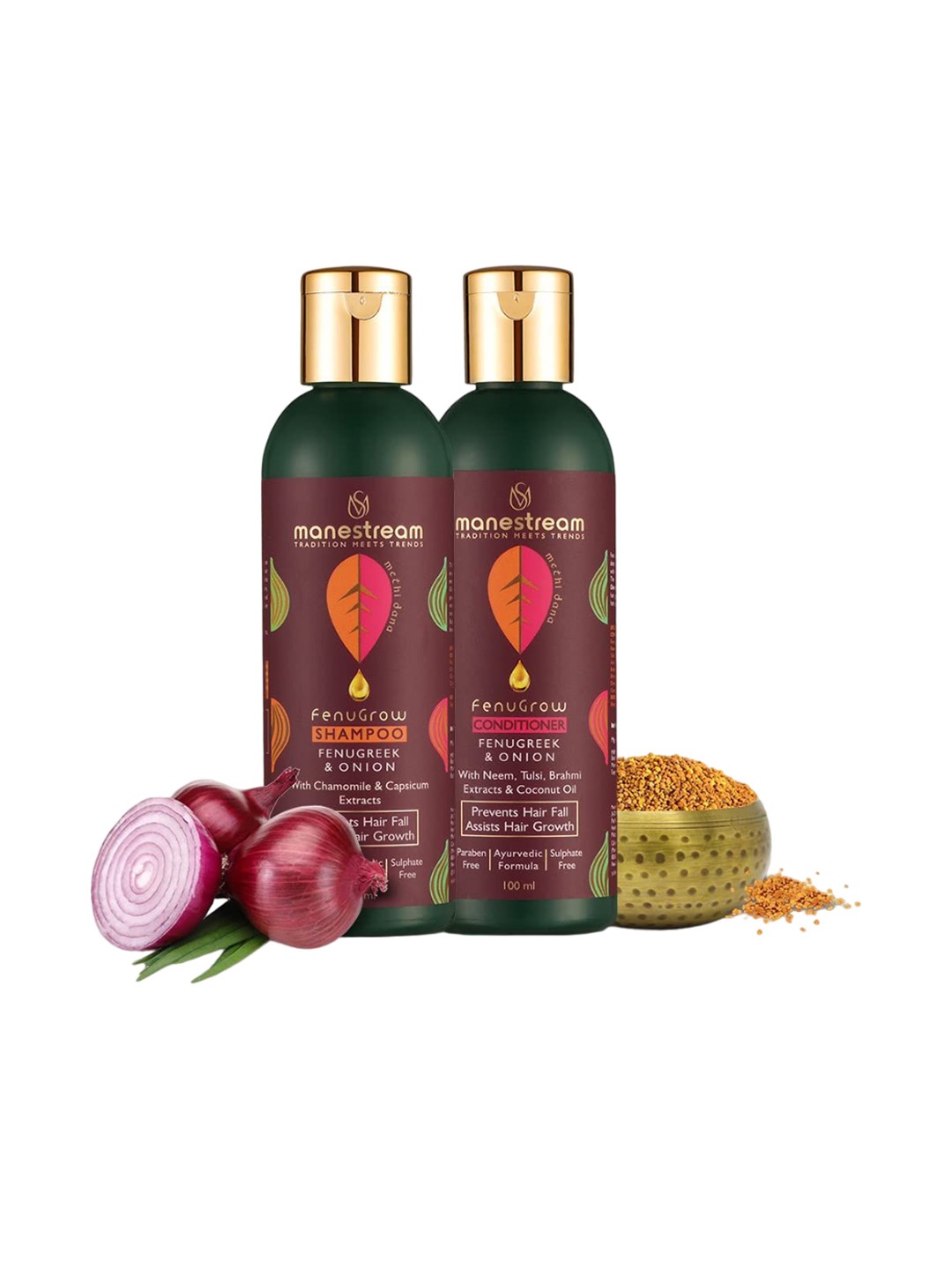 

Manestream Set Of 2 Fenugrow Ayurvedic Shampoo & Conditioner - 100Ml Each, Pink