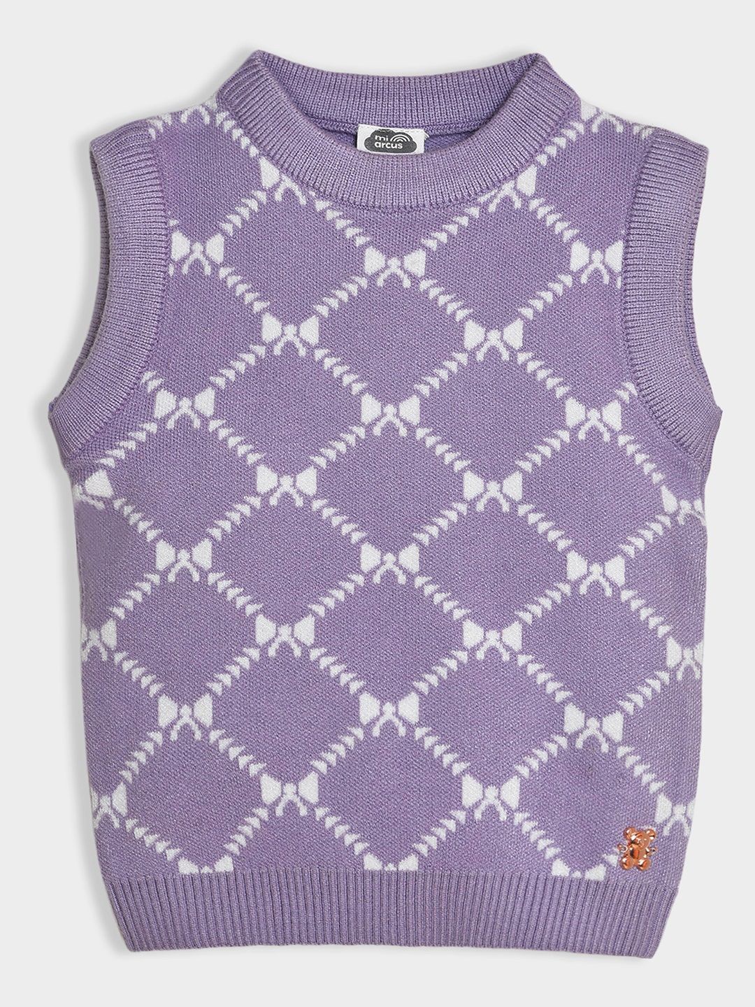 

MiArcus Unisex Kids Checked Knitted Pullover, Lavender