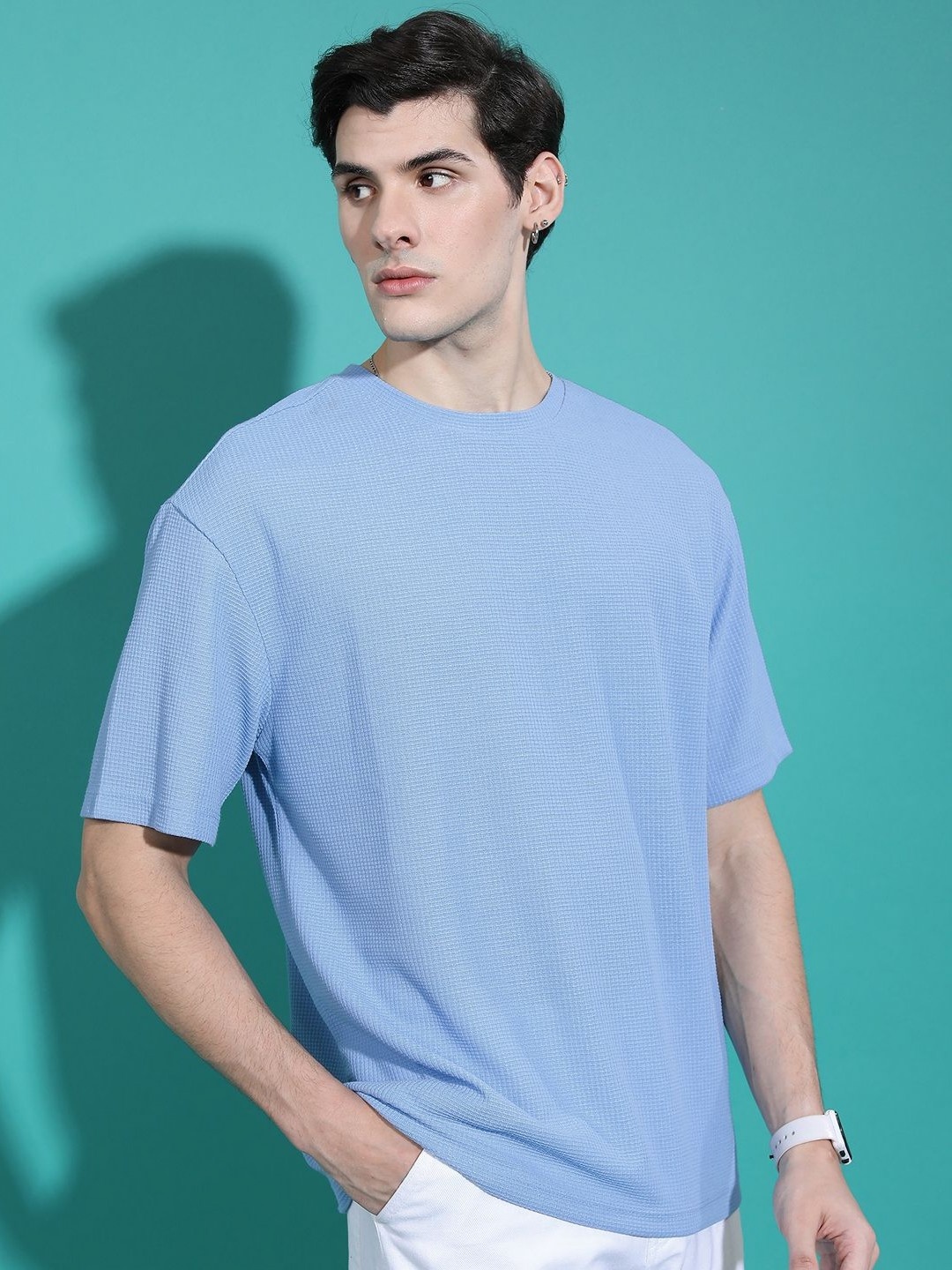 

HIGHLANDER Men V-Neck Applique T-shirt, Blue