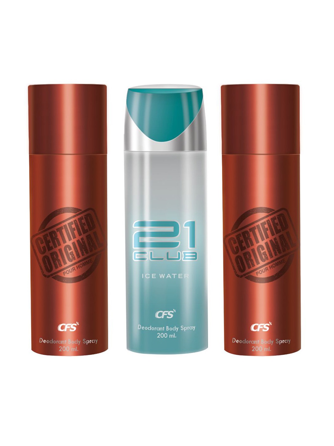 

CFS Certified Original 21 Club Set Of 3 Last Longer Deodorants-200ml Each, Brown