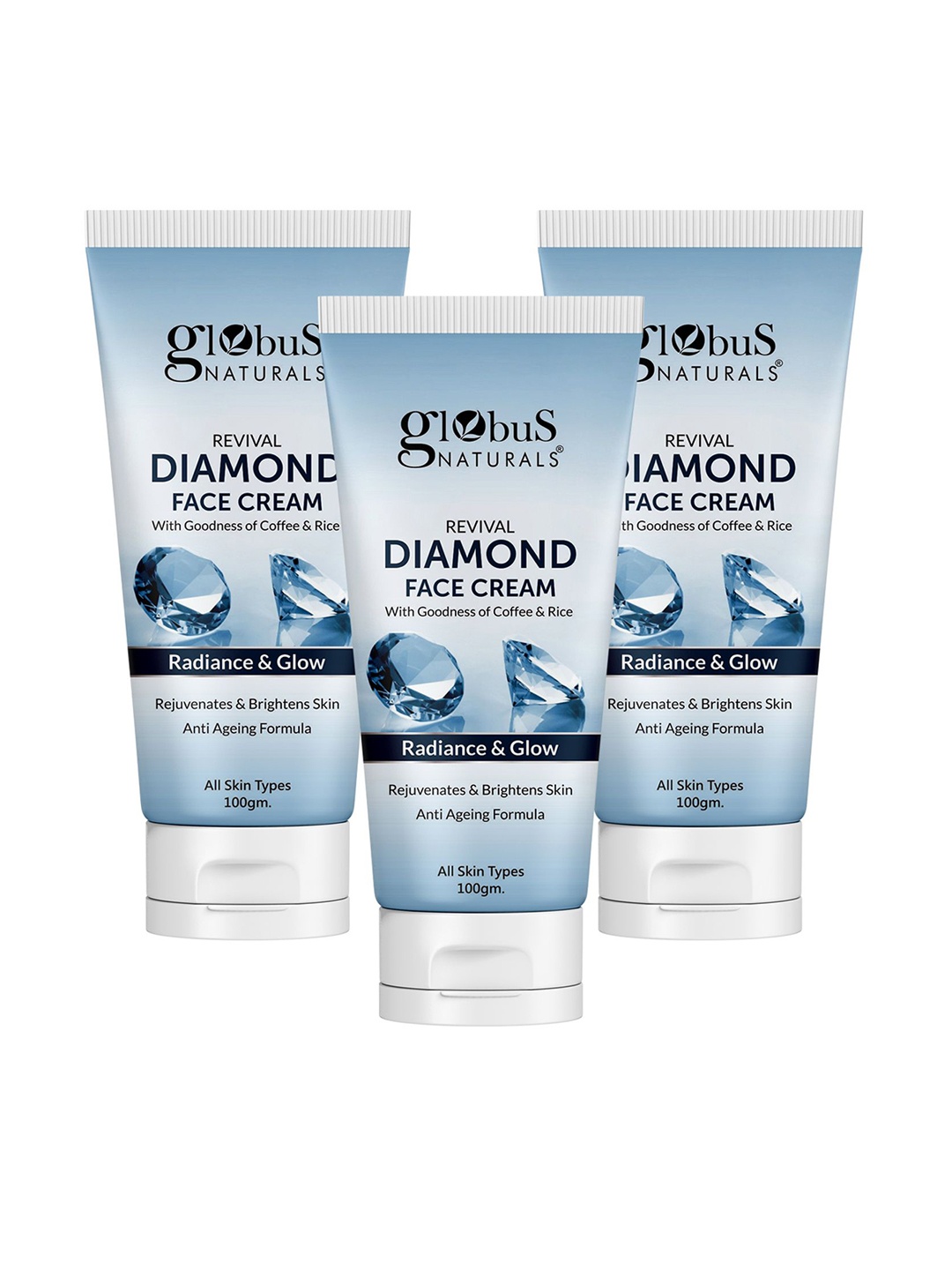 

Globus naturals Set Of 3 Revival Diamond Face Cream- 100g Each, Blue