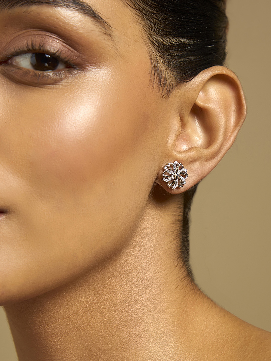 

Kushal's Fashion Jewellery Floral CB Studs Earrings, White