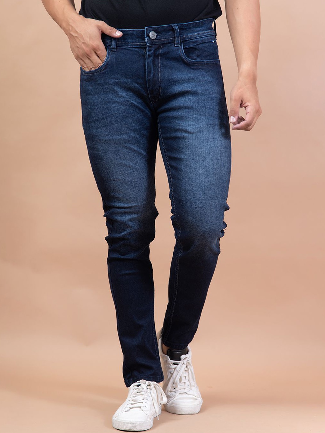 

Tistabene Men Original Mildly Distressed Light Fade Stretchable Jeans, Blue