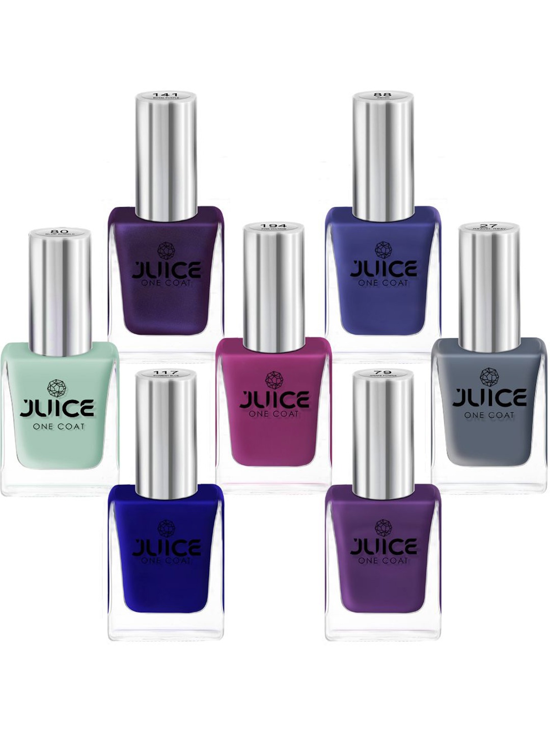 

JUICE Set Of 7 One Coat Long-Lasting Nail Polish - 11ml Each, Multi