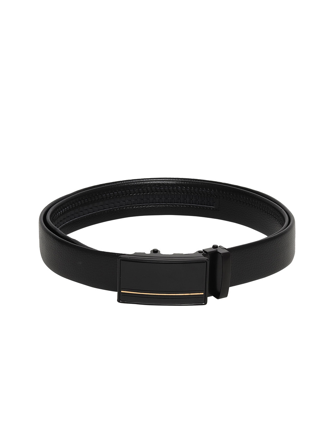 

WINSOME DEAL Men Textured Slider Buckle Closure Formal Belt, Black