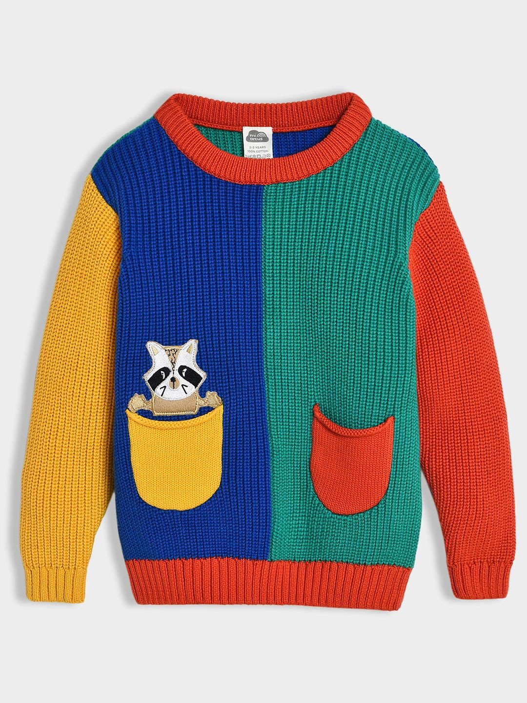 

MiArcus Unisex Kids Colourblocked Knitted Pullover, Blue