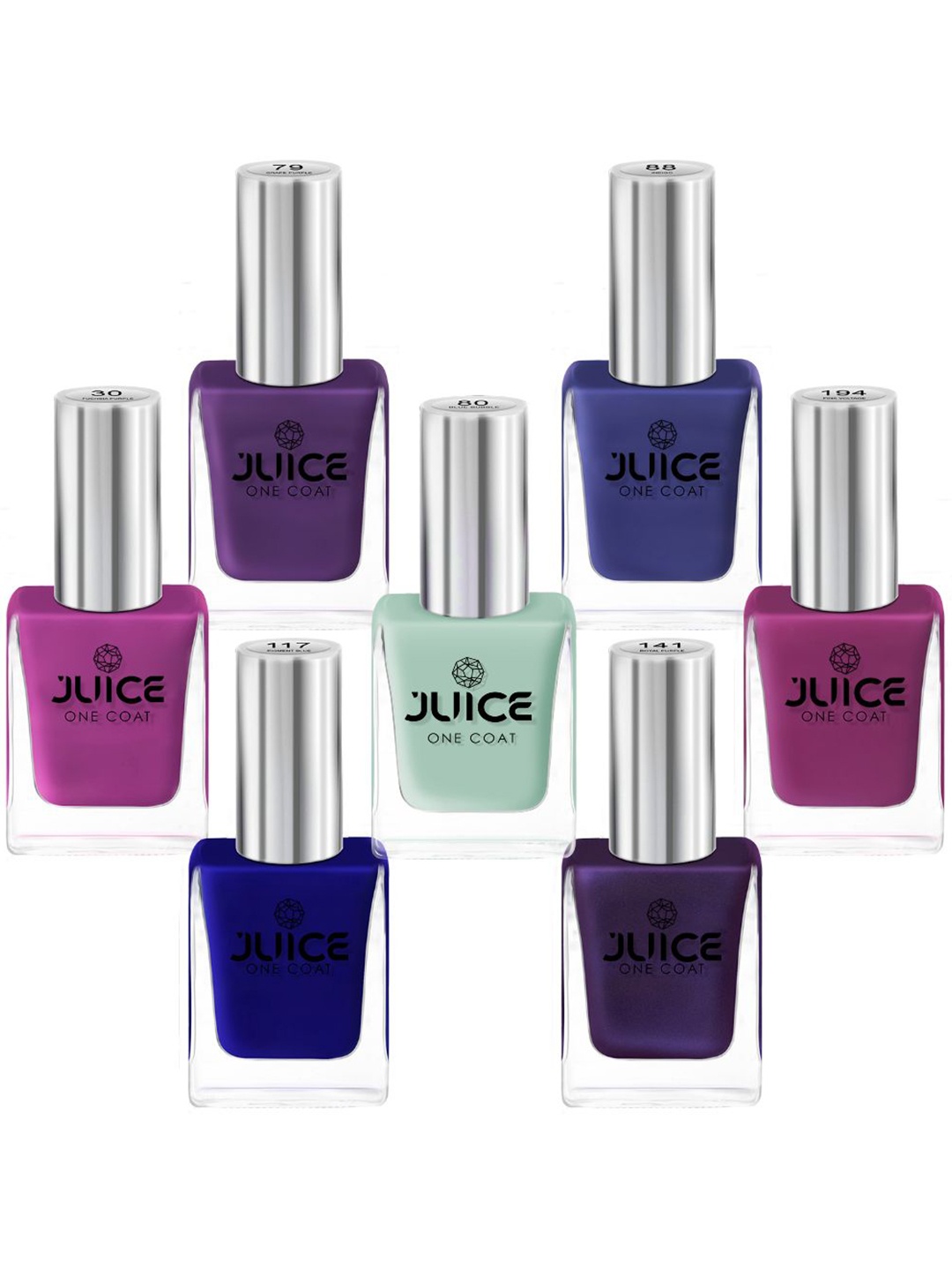 

JUICE Set Of 7 One Coat Long-Lasting Nail Polish - 11ml Each, Multi