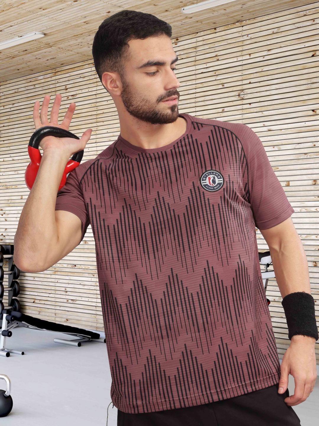

STELLERS Men Regular Fit Dry Fit Active Wear T-Shirt, Mauve