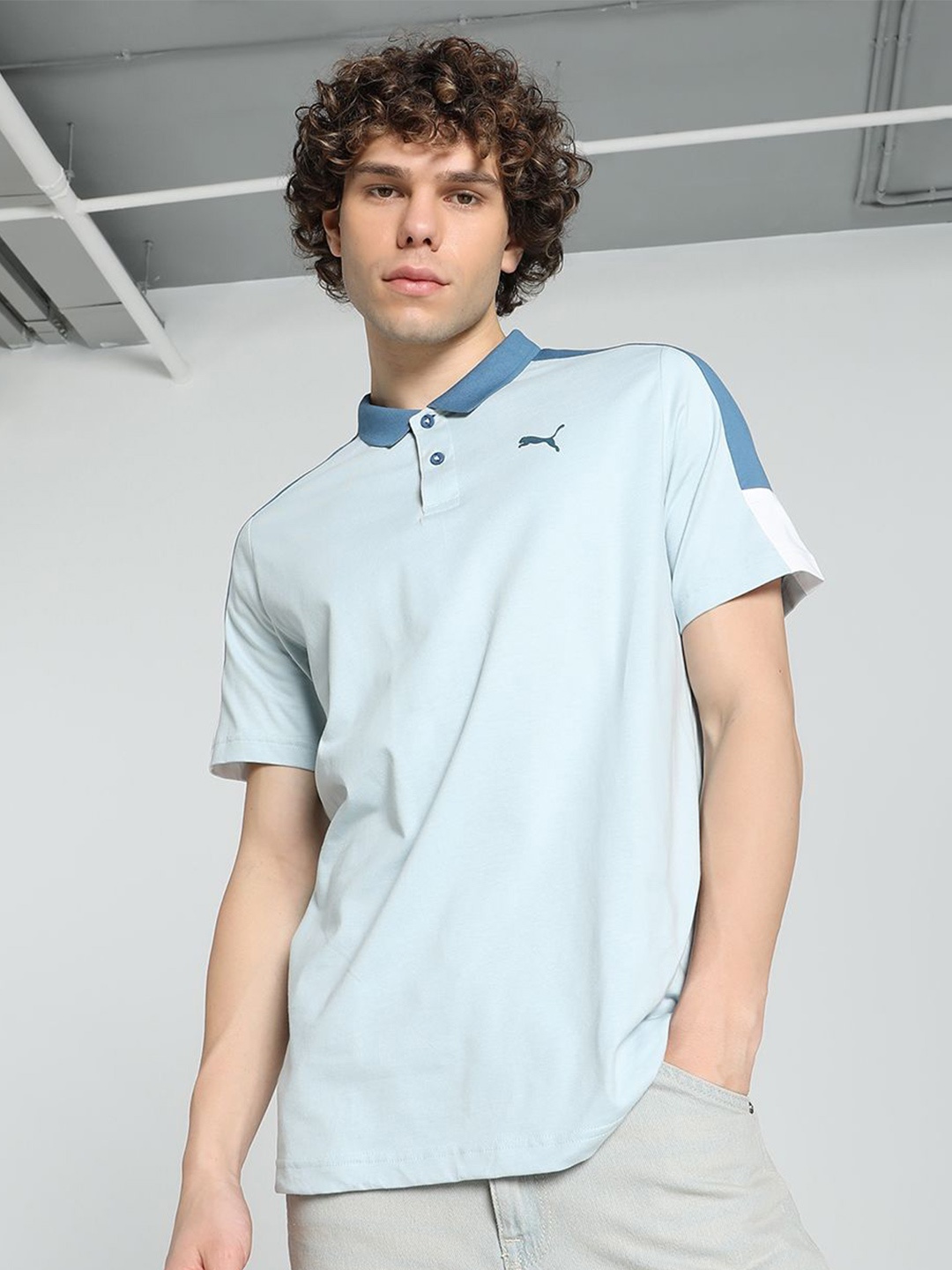 

Puma Ess Shoulder Colorblock Polo Tshirts, Blue