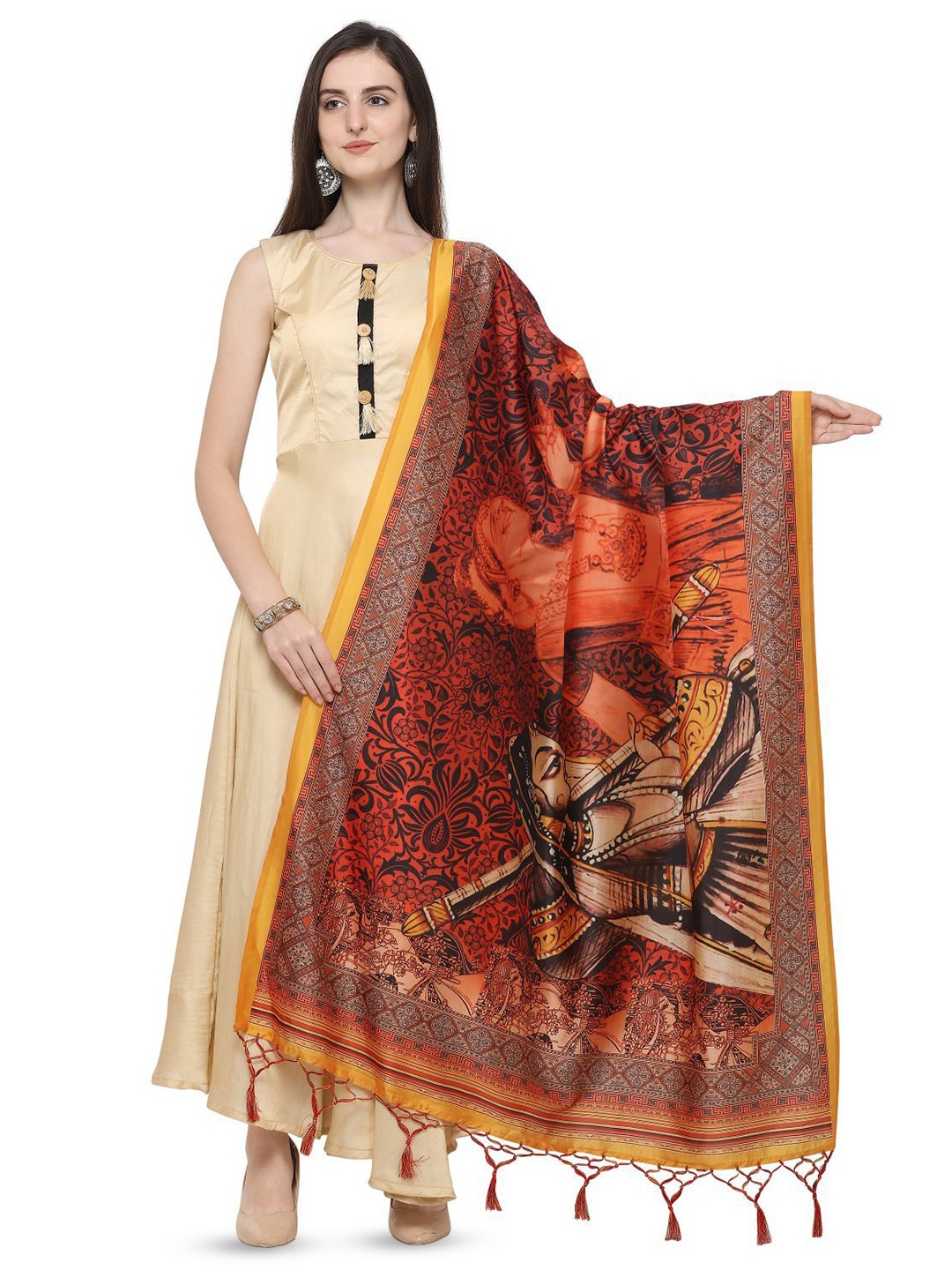 

Kaizen TEXO FAB Ethnic Motifs Digital Printed Assam Silk Dupatta, Yellow