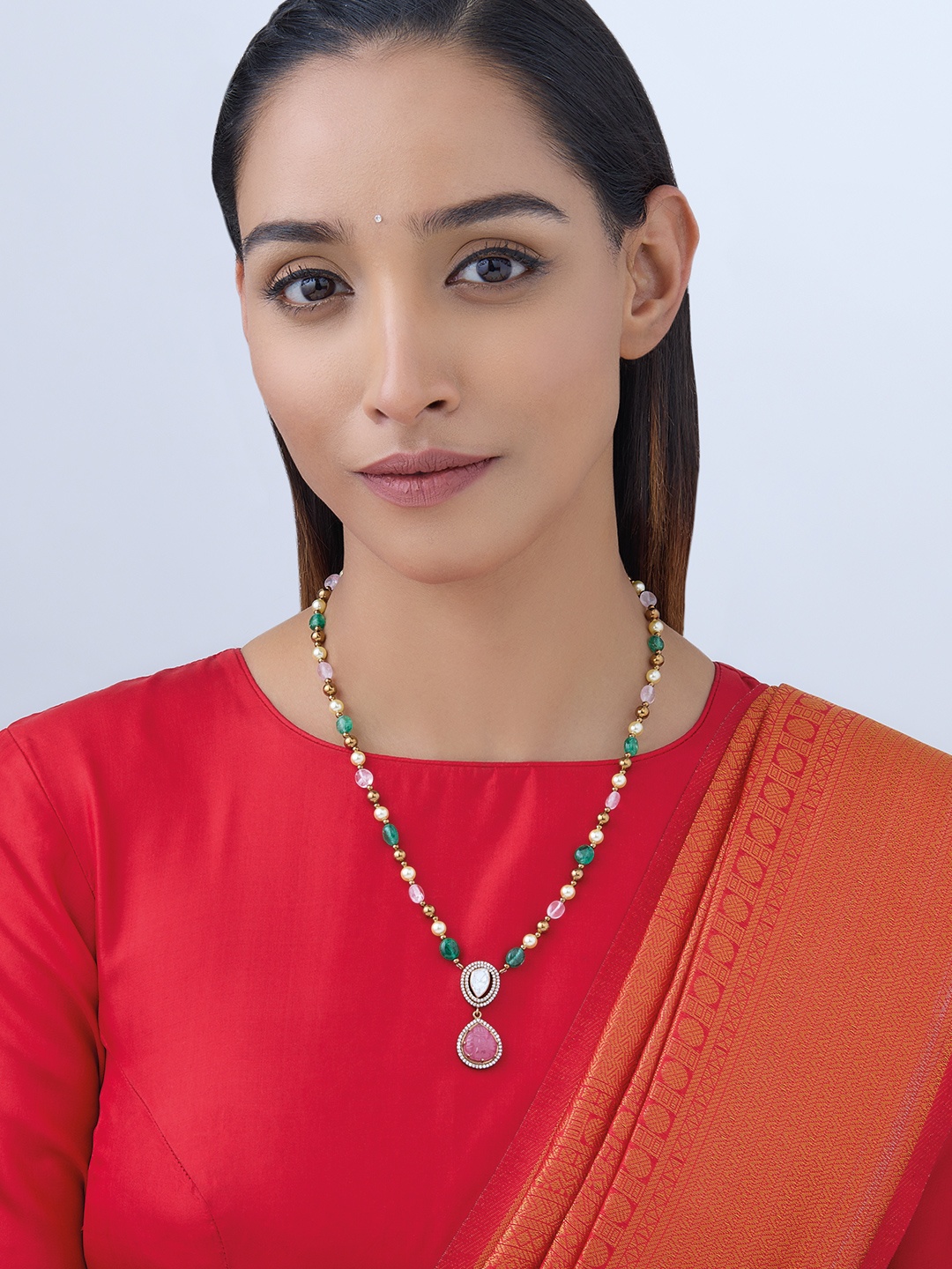 

Kushal's Fashion Jewellery Silver Cubic Zirconia Necklace, Gold