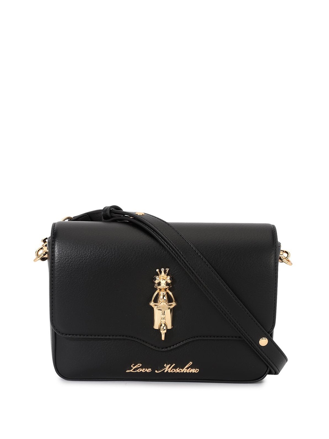 

LOVE MOSCHINO PU Structured Sling Bag, Black