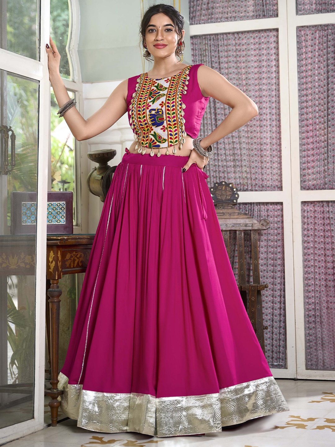 

LOOKNBOOK ART Embroidered Ready to Wear Lehenga & Blouse, Pink
