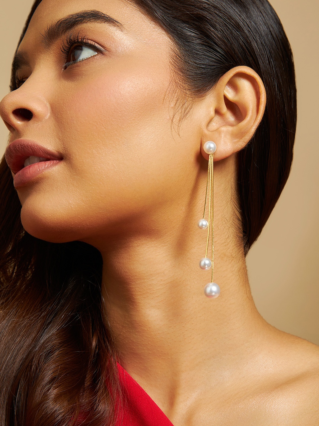 

Kushal's Fashion Jewellery Gold-Plated Contemporary Drop Earrings, White
