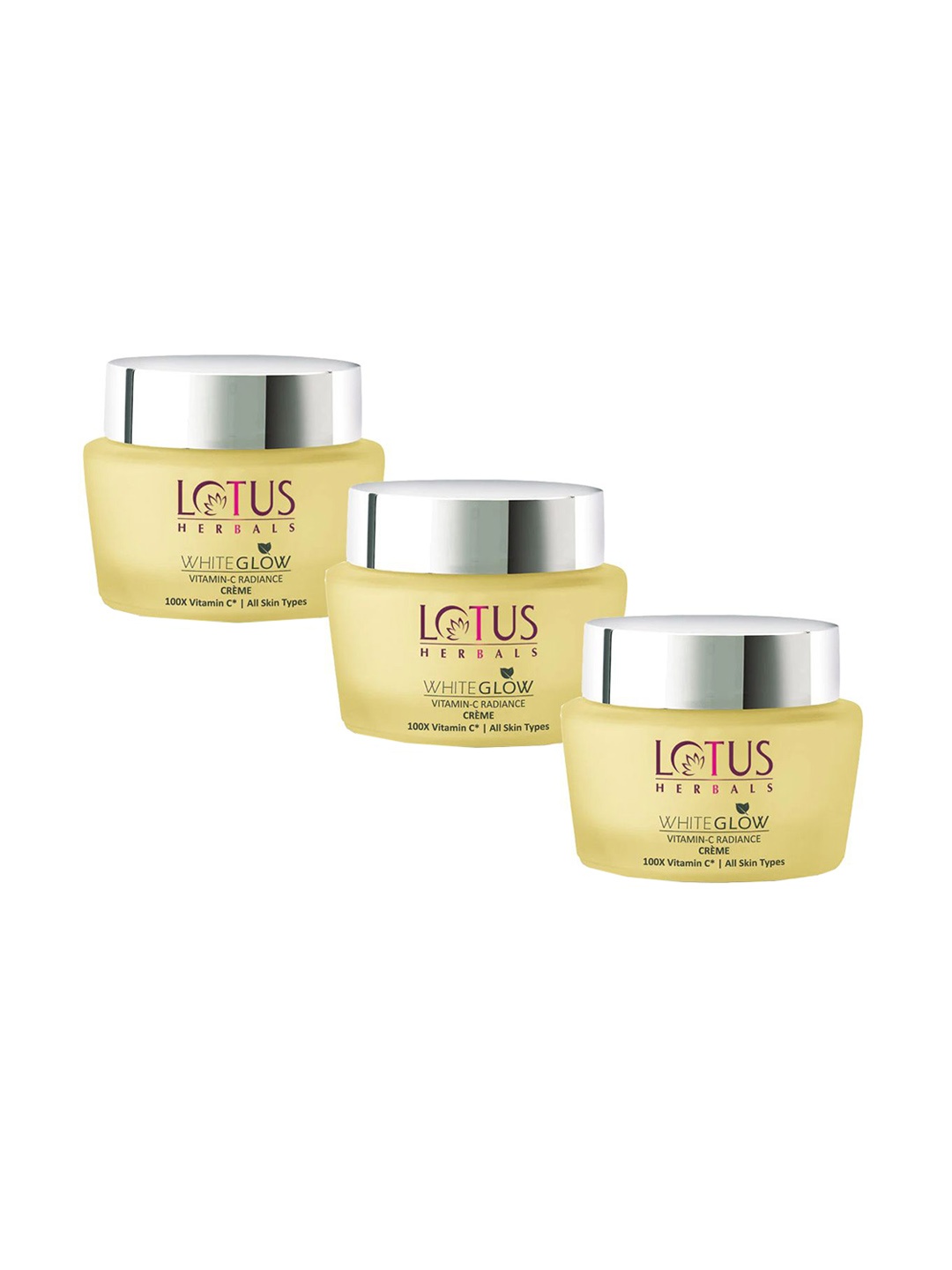 

Lotus Herbals Set Of 3 Whiteglow Vitamin C Radiance Cream SPF20 PA+++ 50g Each, Yellow