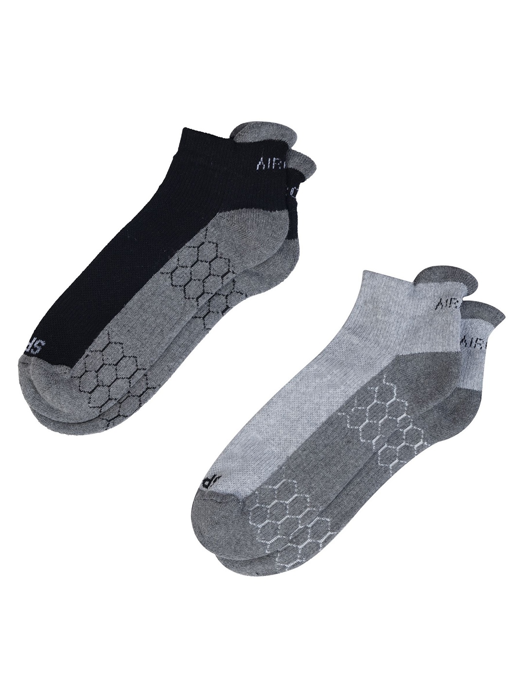 

AIR GARB Pack Of 2 Colourblocked Ankle Length Socks, Black