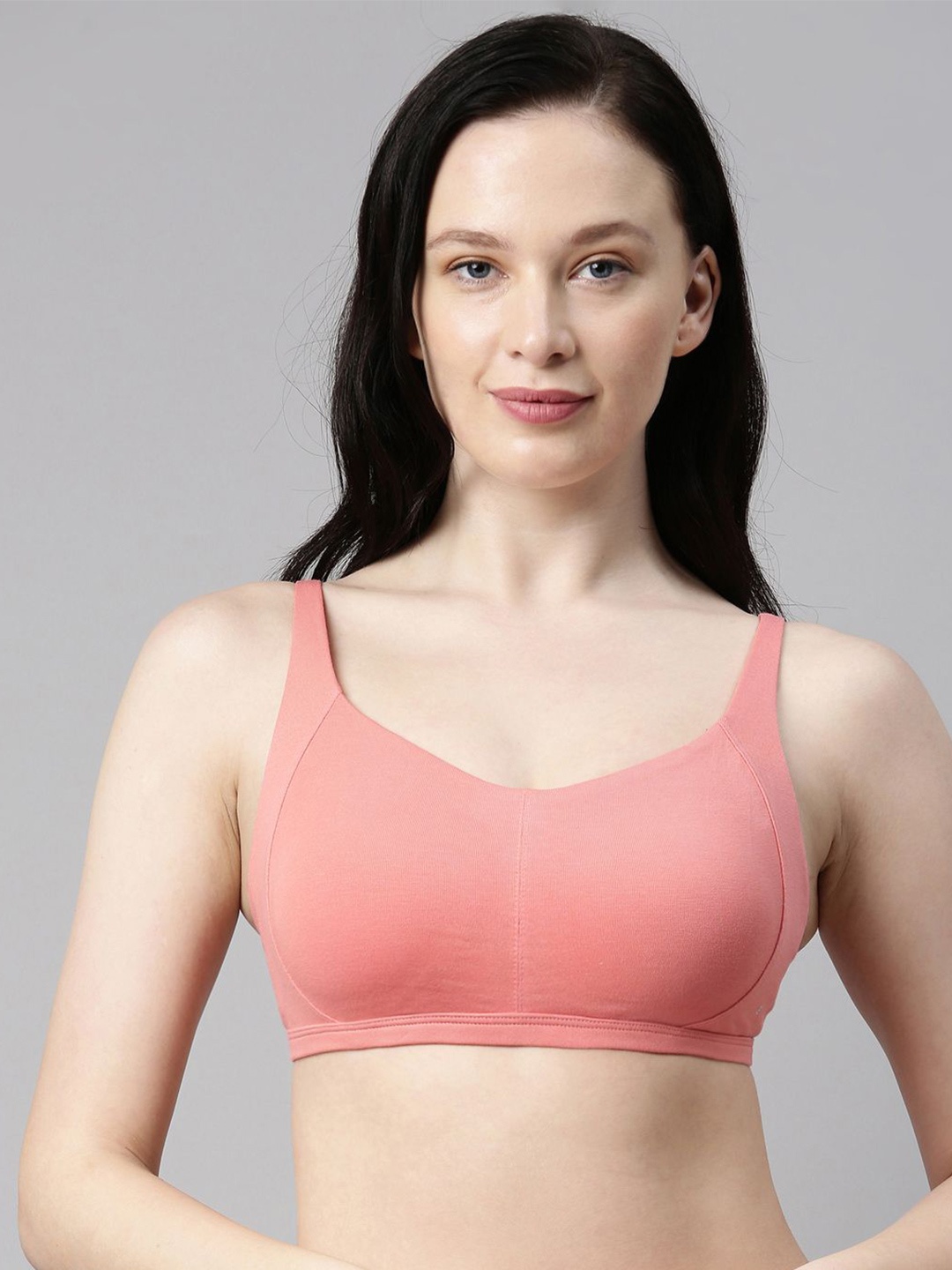 

Enamor Intellifresh Eco-Antimicrobial Cotton Minimizer Bra A058, Coral