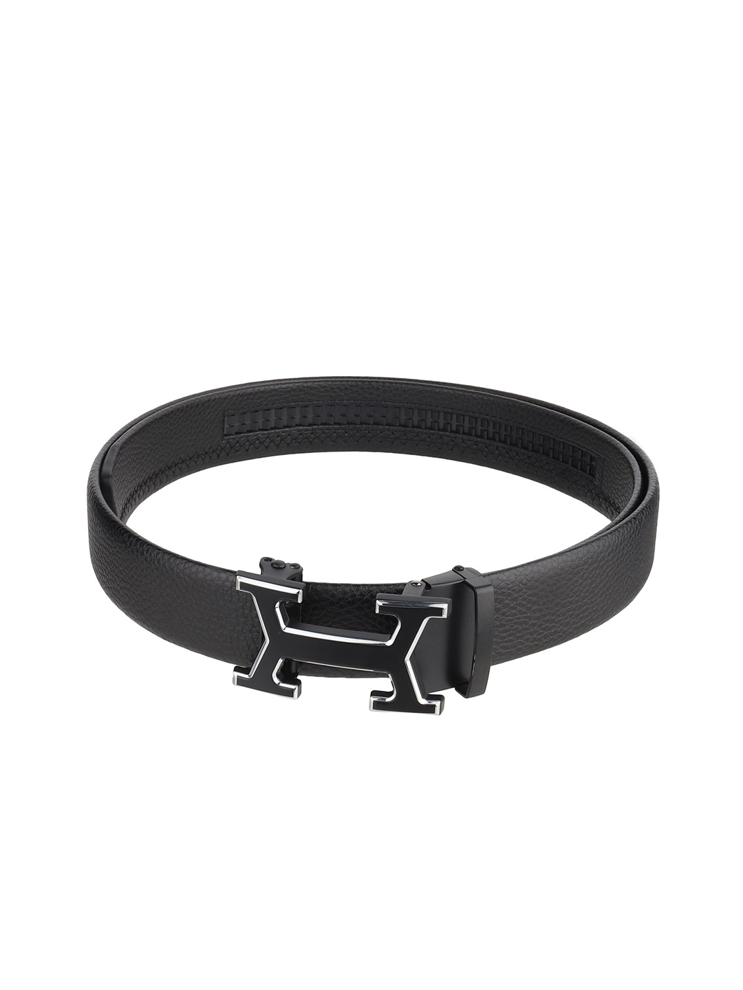 

WINSOME DEAL Men Textured Slider Buckle Closure Casual Belt, Black