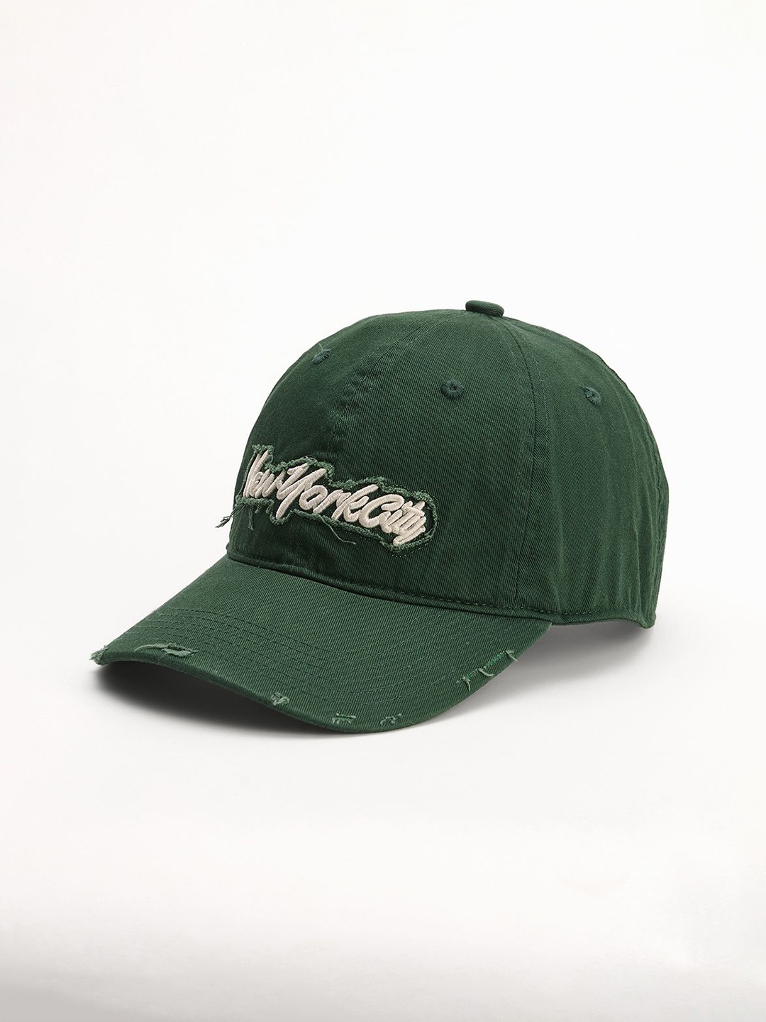 

THE BEAR HOUSE Men Embroidered Pure Cotton Baseball Cap, Green