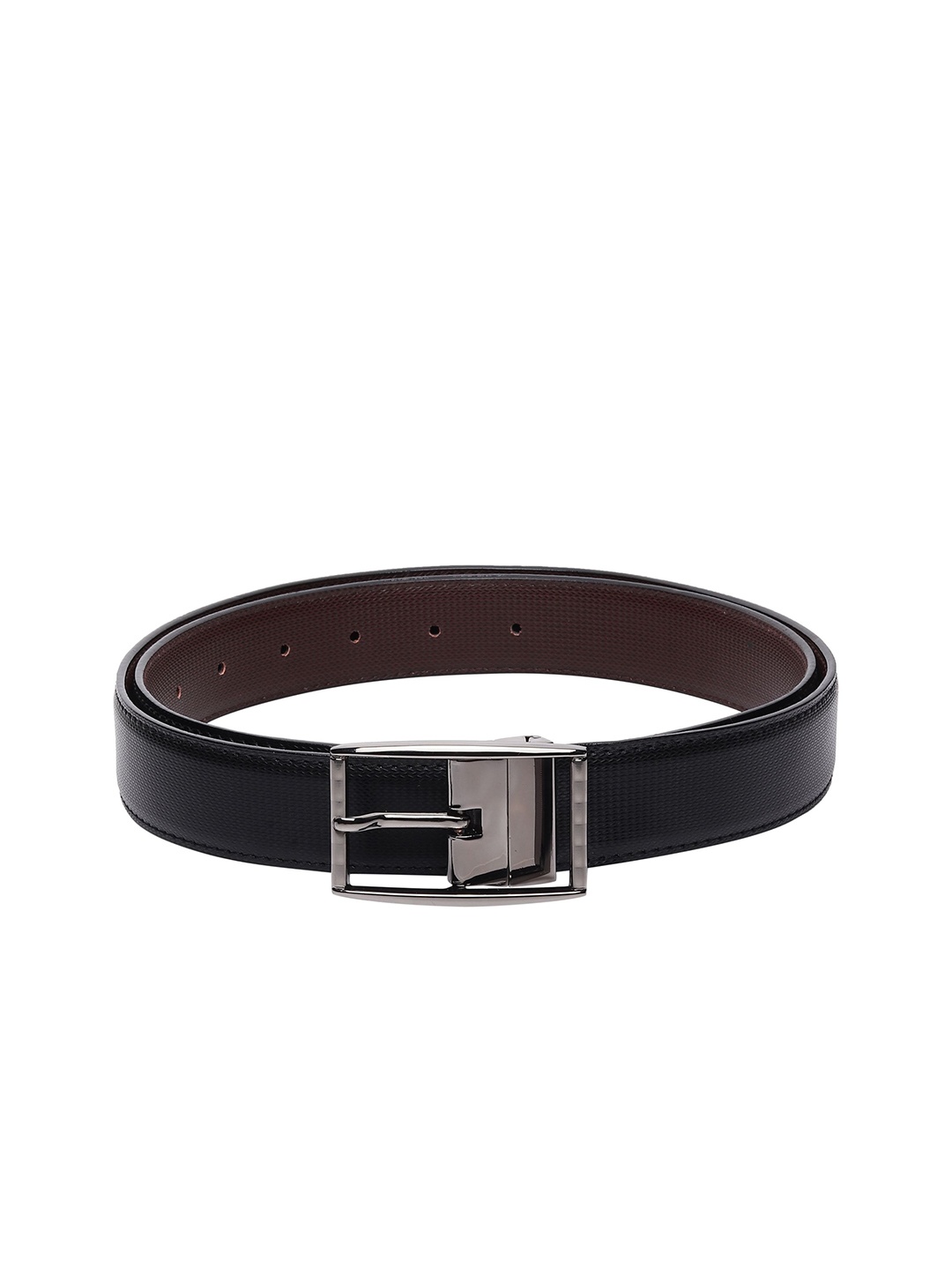 

WINSOME DEAL Men Tang Closure Textured Formal Belt, Black