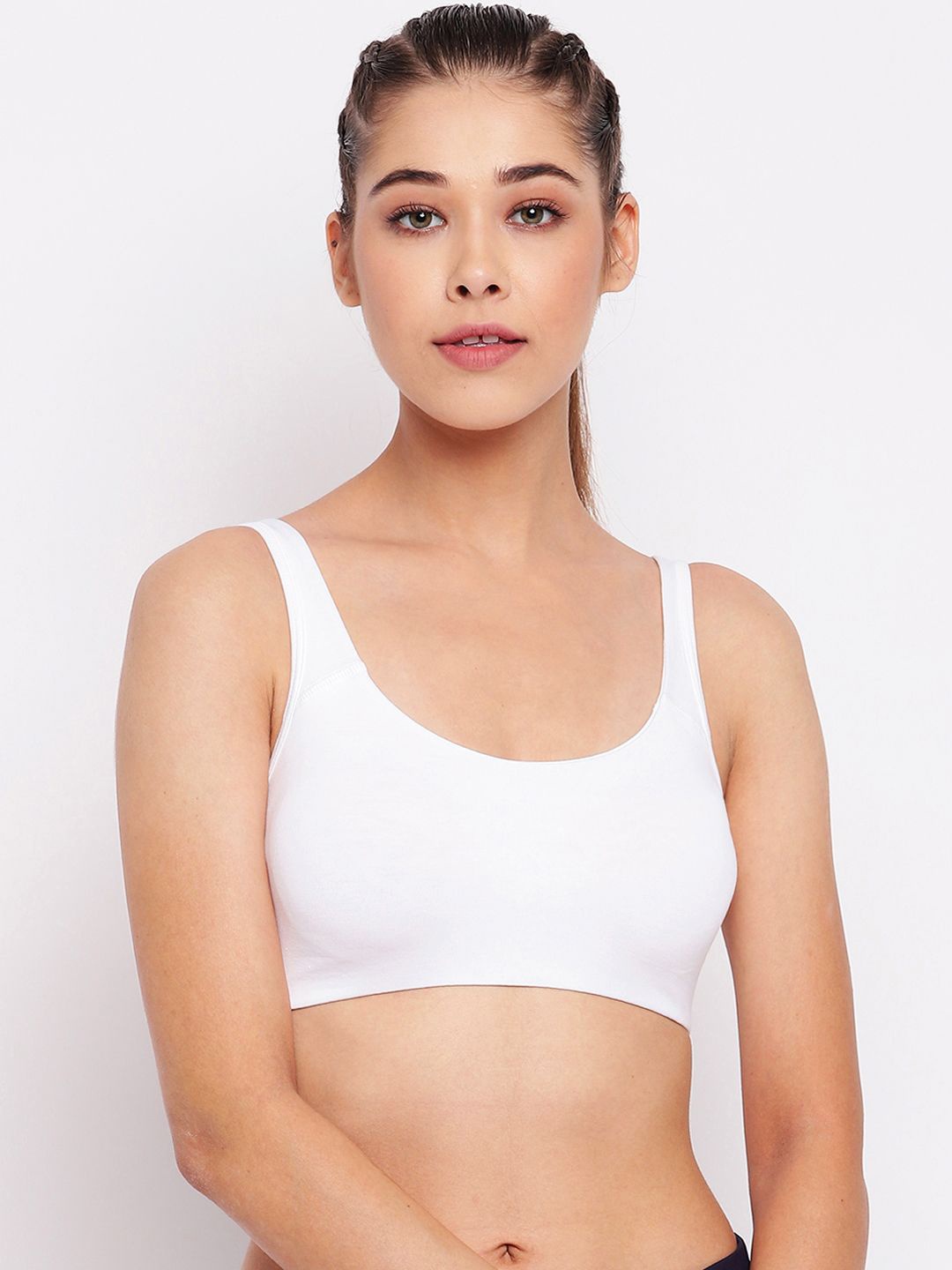 

Enamor Non-Padded Wirefree & High Coverage Low Impact Sports Bra Sb06, White