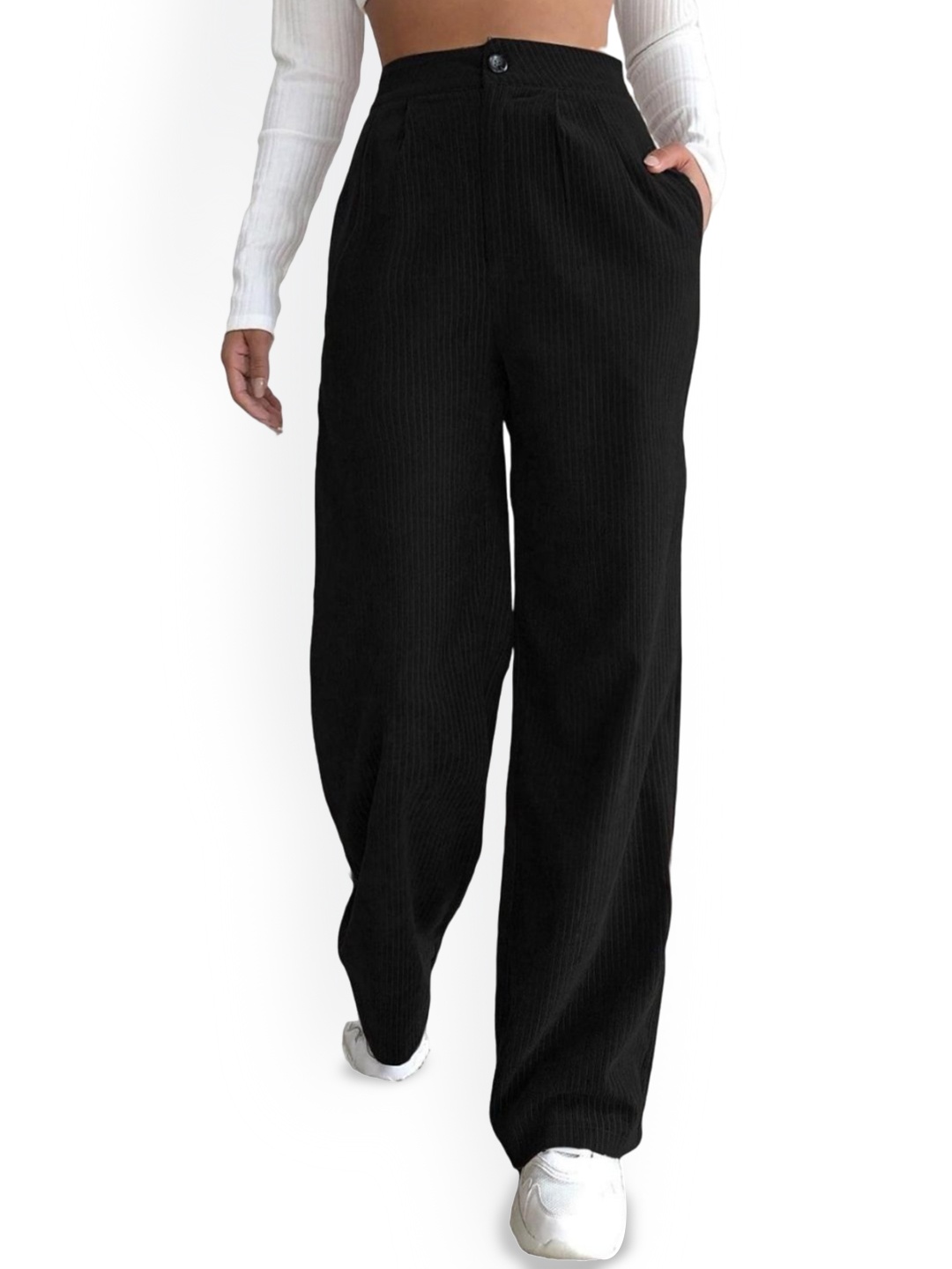 

StyleCast Women Mid-Rise Parallel Trousers, Black
