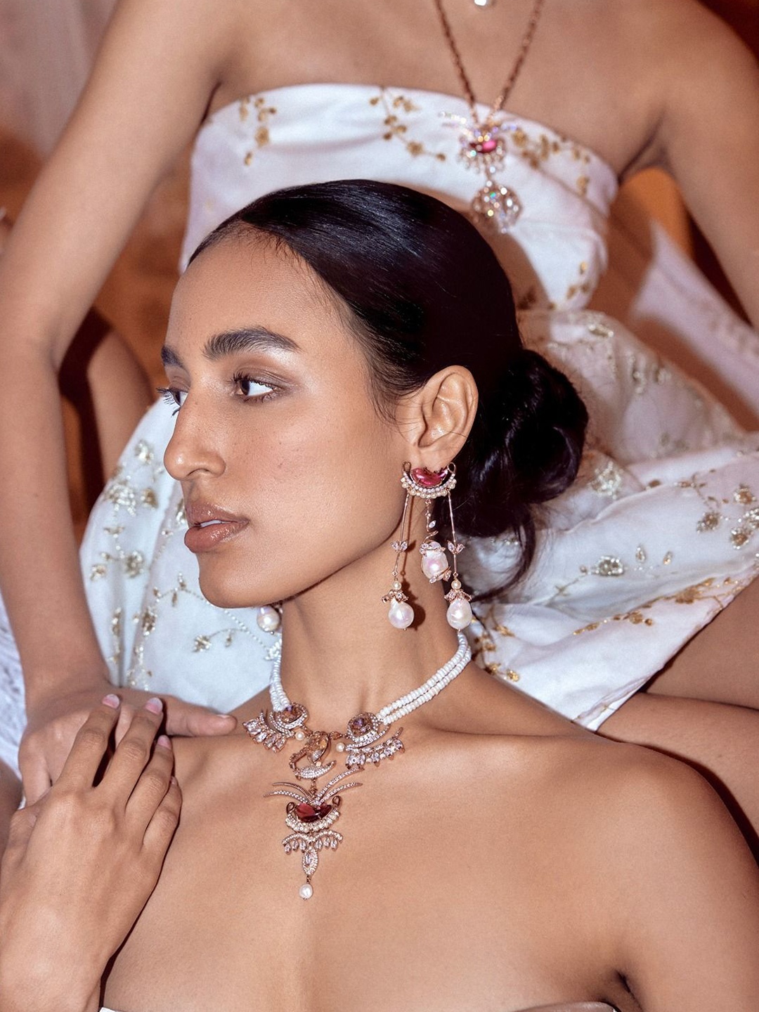 

Outhouse Rose Gold-Plated Stone-Studded Necklace
