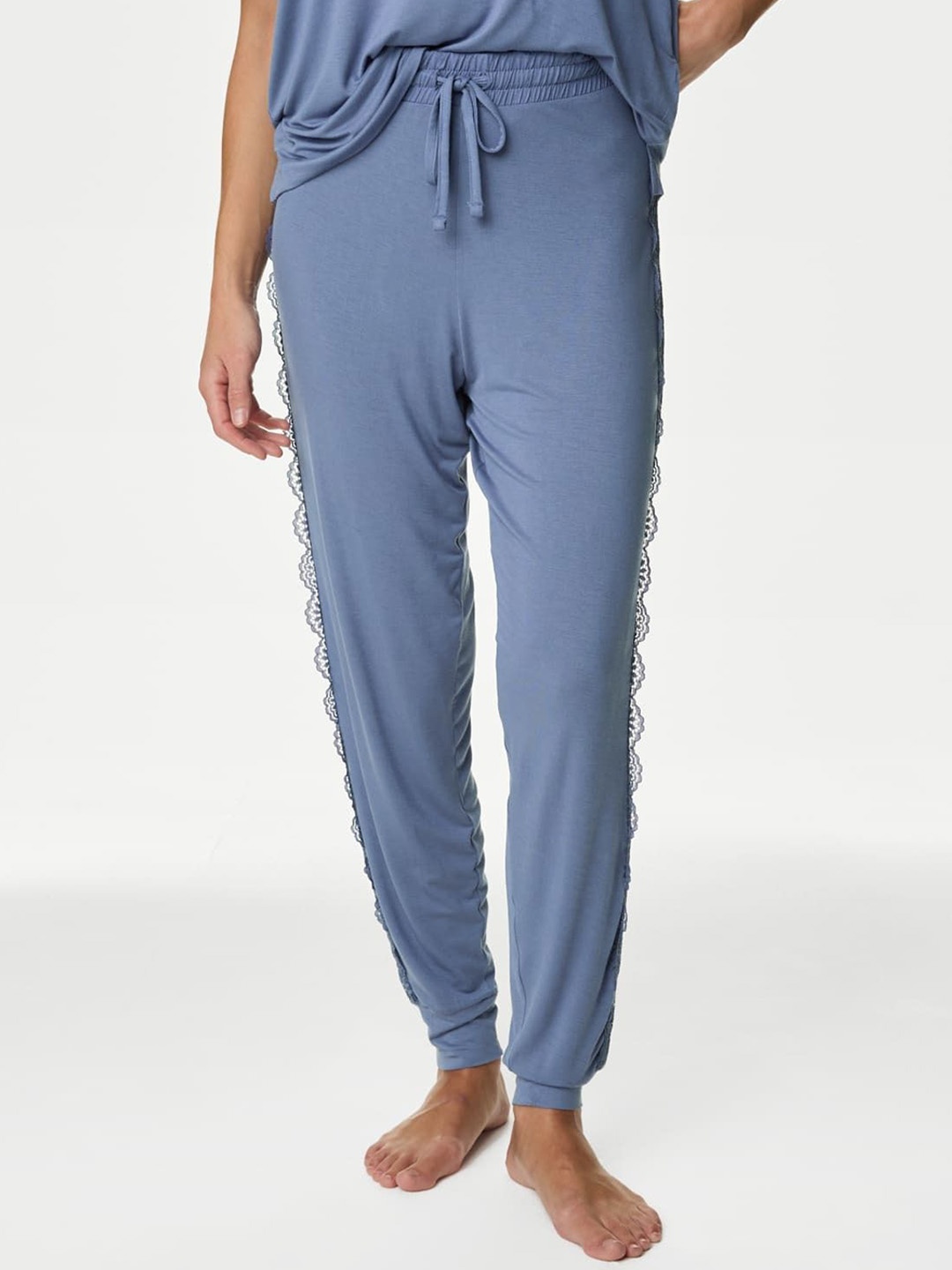 

Marks & Spencer Mid Rise Lace Lounge Pants, Blue