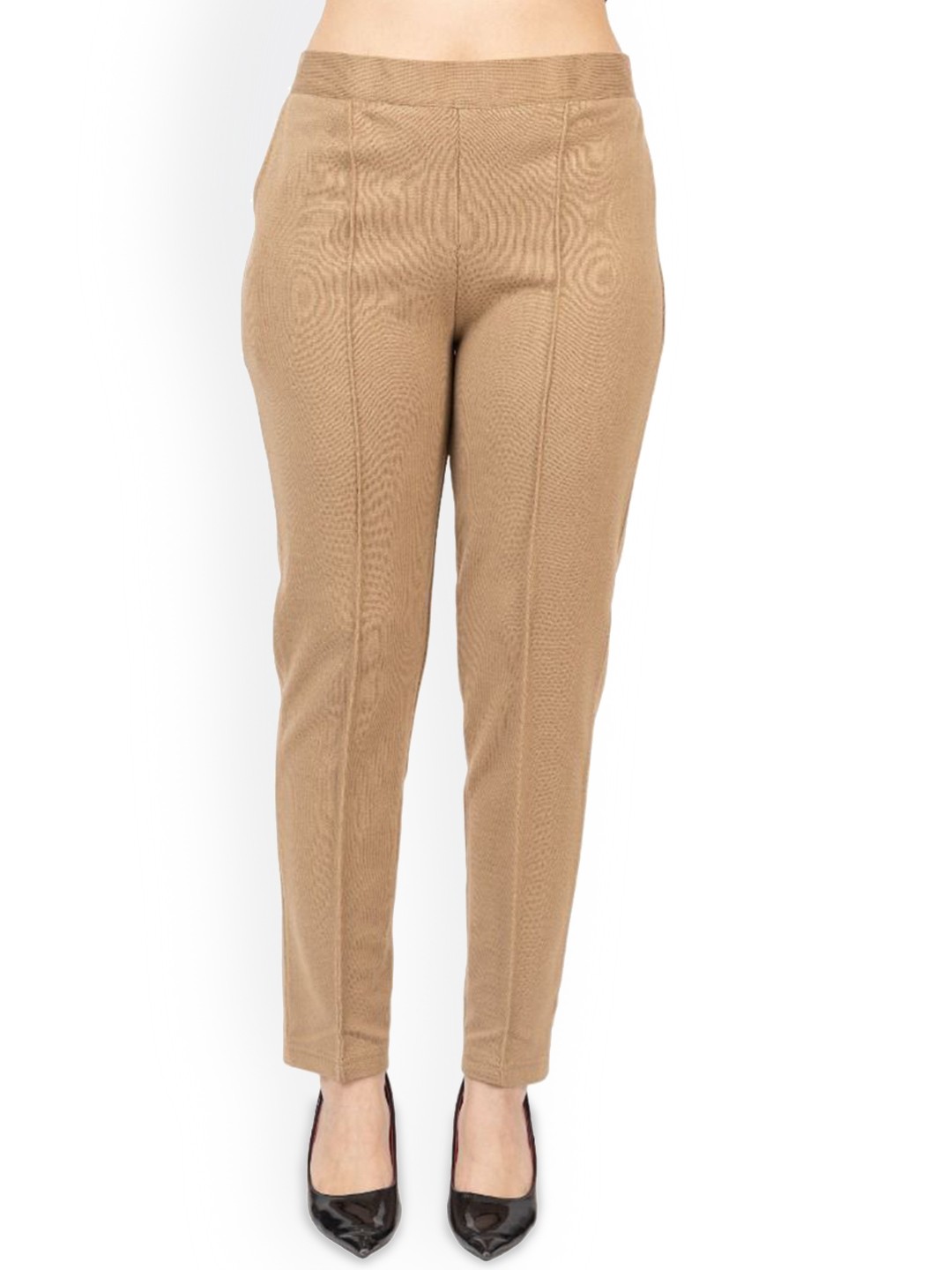 

TWENTY ME Women Comfort High-Rise Easy Wash Pleated Trousers, Camel brown