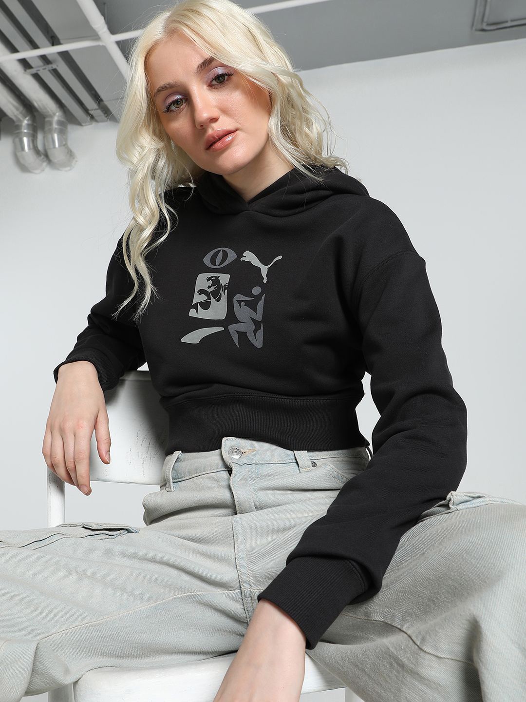 

Puma Women Classics Artisanal Graphic Printed Hoodie, Black