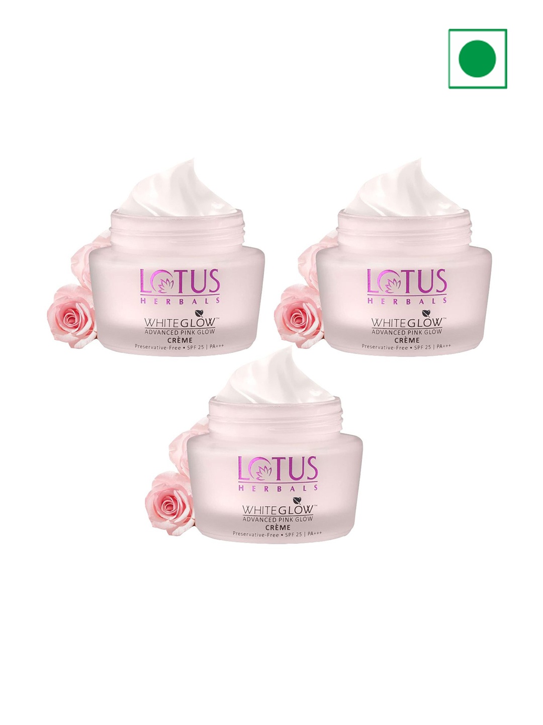 

Lotus Herbals Set Of 3 Whiteglow Advanced Pink Glow Brightening Cream SPF25 PA+++ 35g Each, White