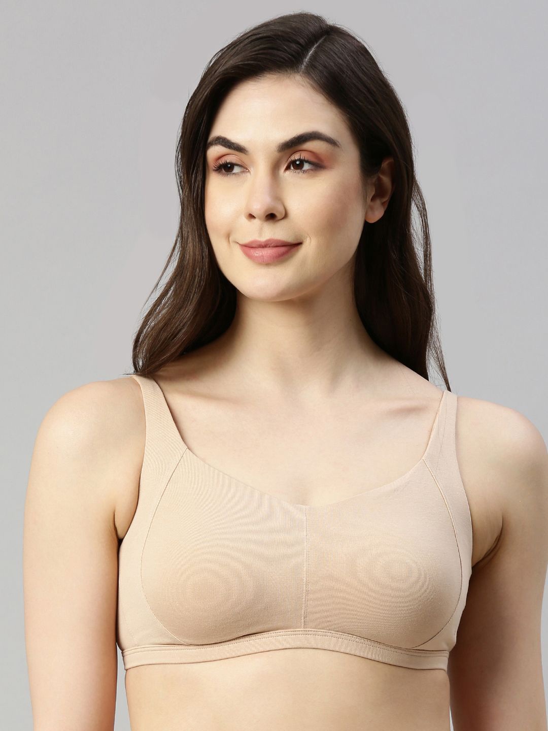 

Enamor Intellifresh Eco-Antimicrobial Cotton Minimizer Bra A058, Nude