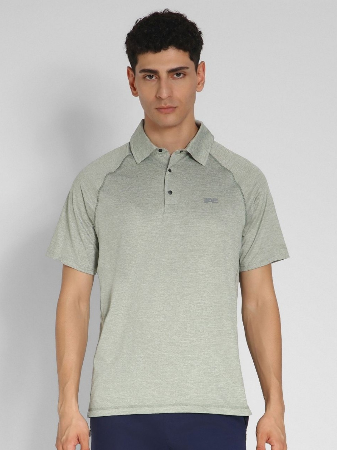 

AMERICAN EAGLE OUTFITTERS Men Polo Collar Drop-Shoulder Sleeves T-shirt, Grey