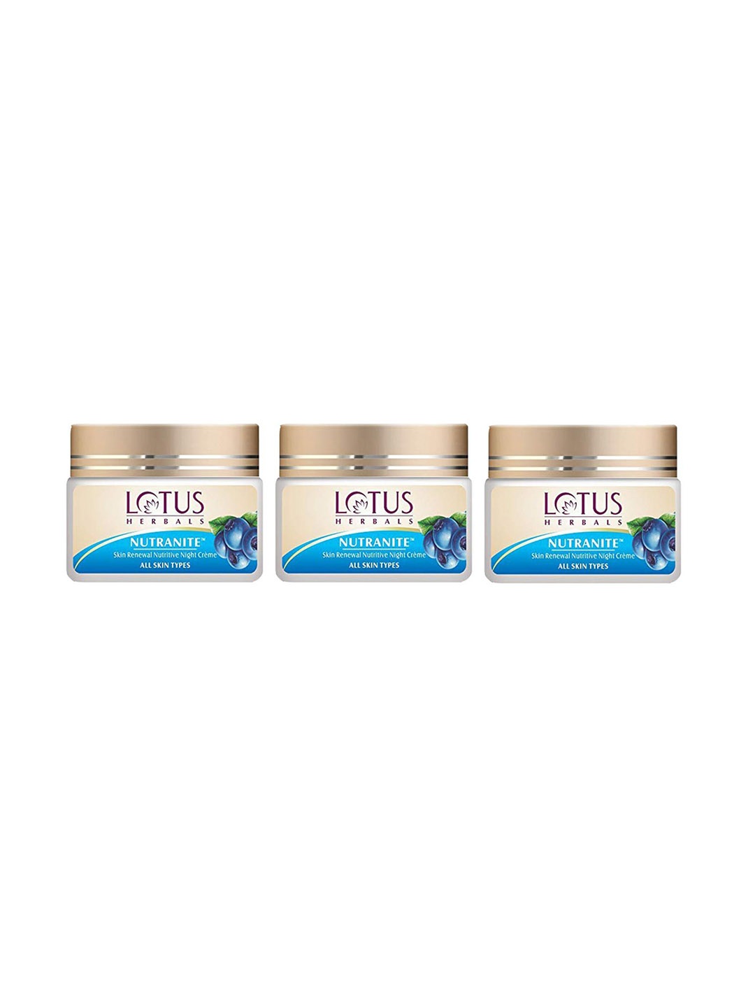 

Lotus Herbals Set Of 3 Nutranite Skin Renewal Nutritive Night Cream - 50g Each, Gold