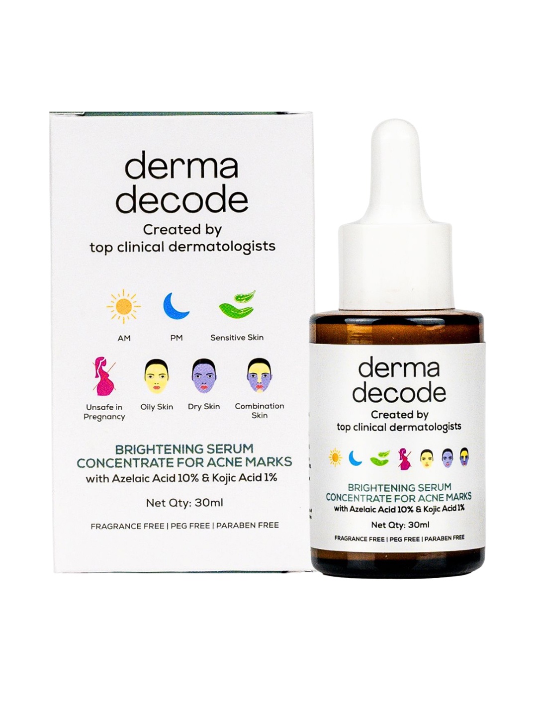 

derma decode Brightening Serum For Acne Marks - 30ml, White