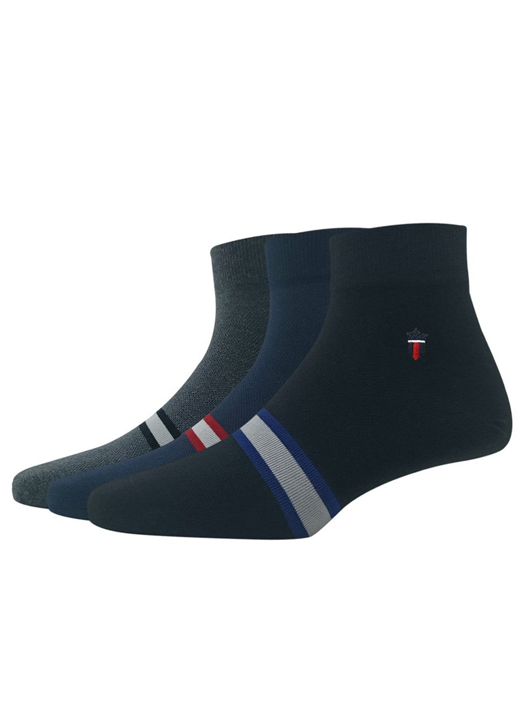 

Louis Philippe Pack Of 3 Patterned Above-Ankle-Length Socks, Black