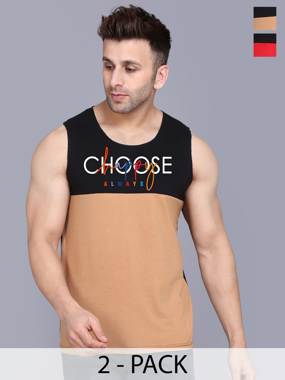 

SLOWLORIS Pack Of 2 Printed Gym Vests, Black